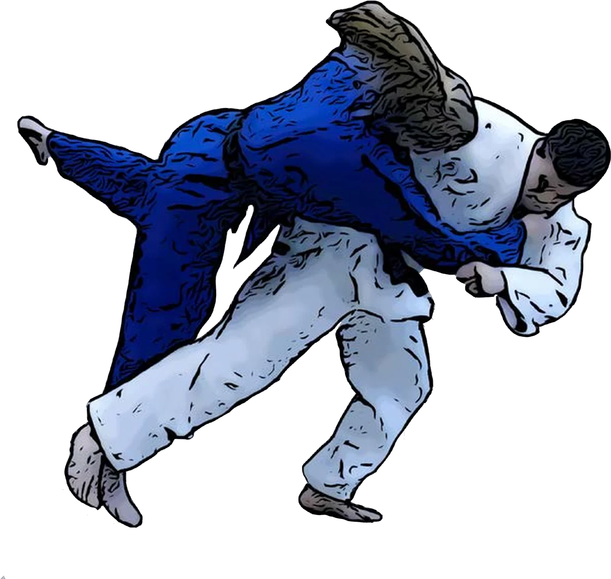 Illustration der Judo-Technik Ashi-guruma (Beinrad)