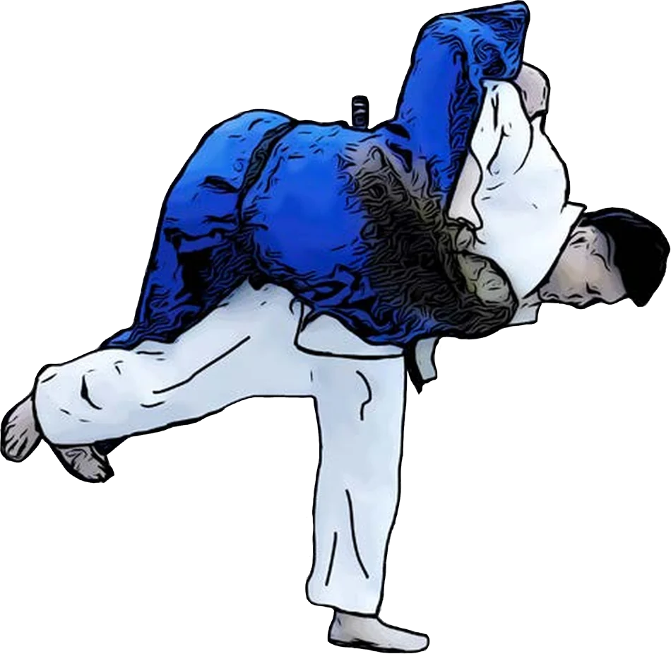 Illustration der Judo-Technik Harai-goshi (Hüftfeger)