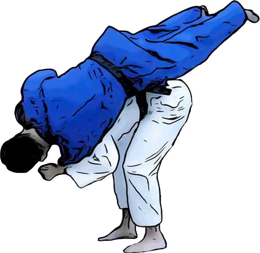 Illustration der Judo-Technik Ippon-seoi-nage (Einarmiger Schulterwurf)