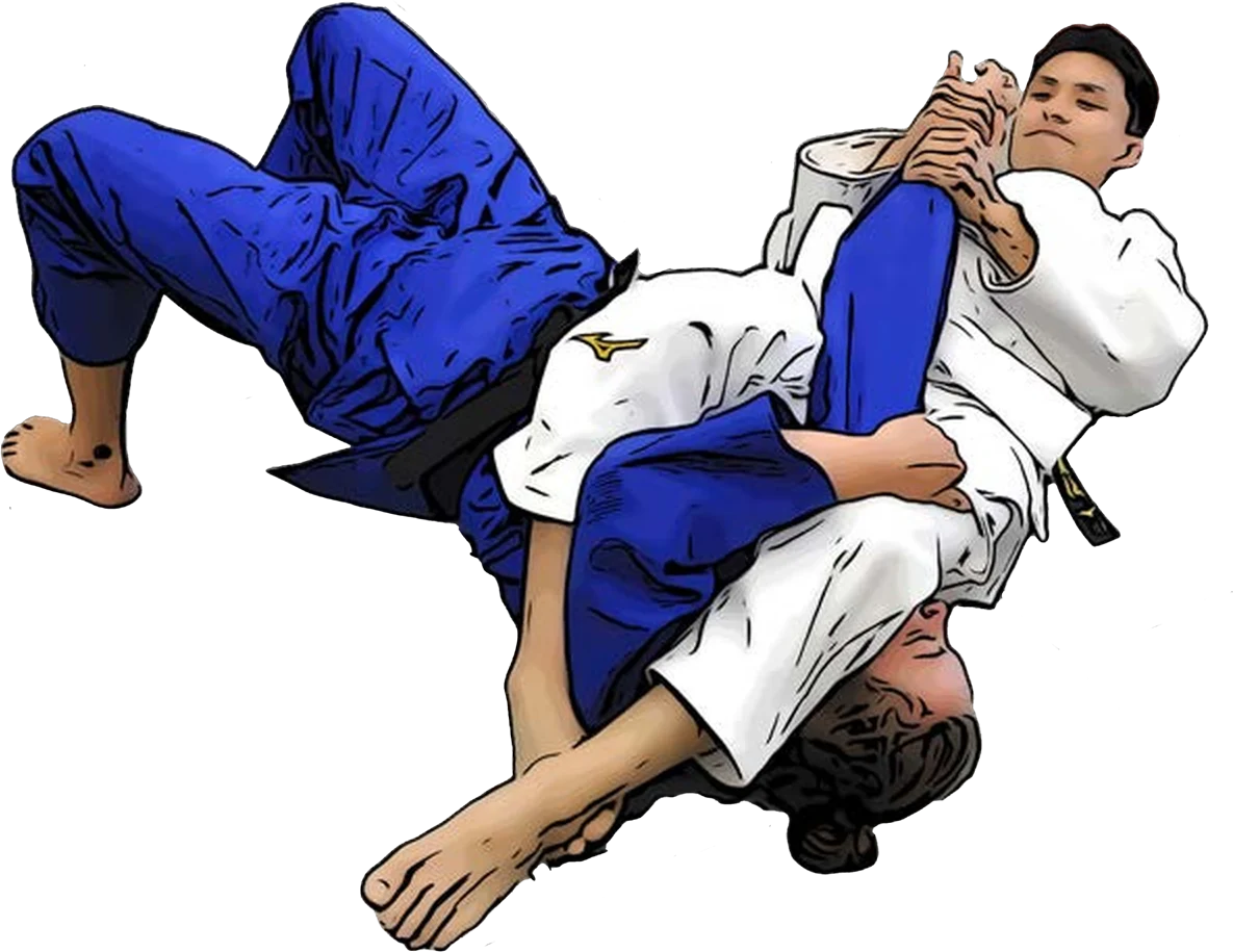 Illustration der Judo-Technik Juji-gatame (Kreuz-Armstreckhebel)