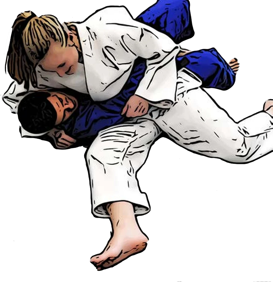 Illustration der Judo-Technik Kesa-gatame (Schärpen-Haltegriff)