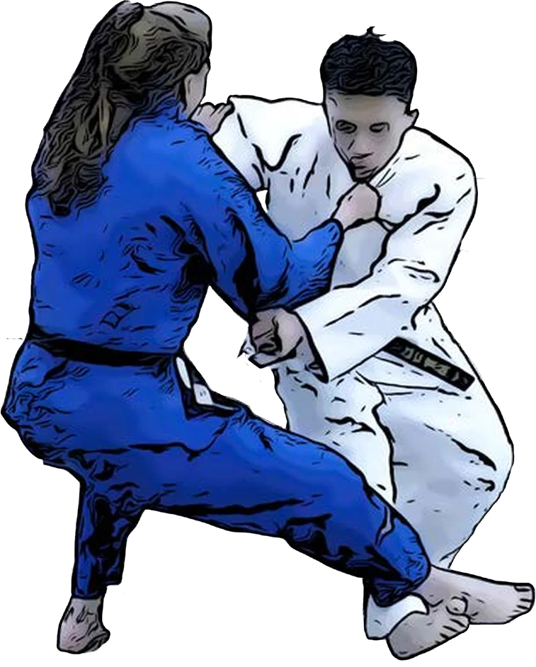 Illustration der Judo-Technik Ko-uchi-gari (Kleine Innensichel)
