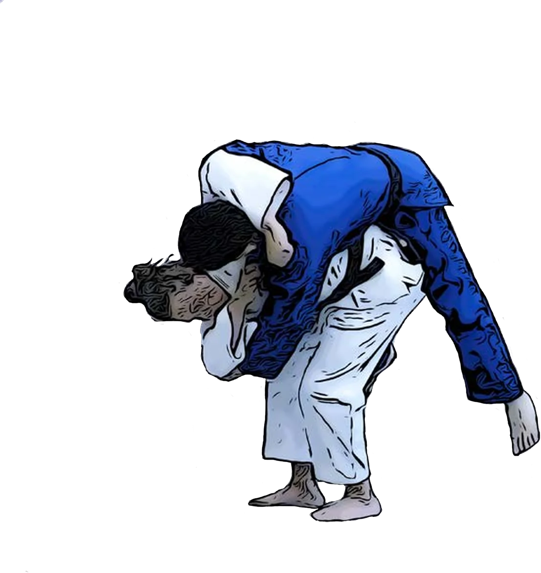 Illustration der Judo-Technik Koshi-guruma (Hüftrad)