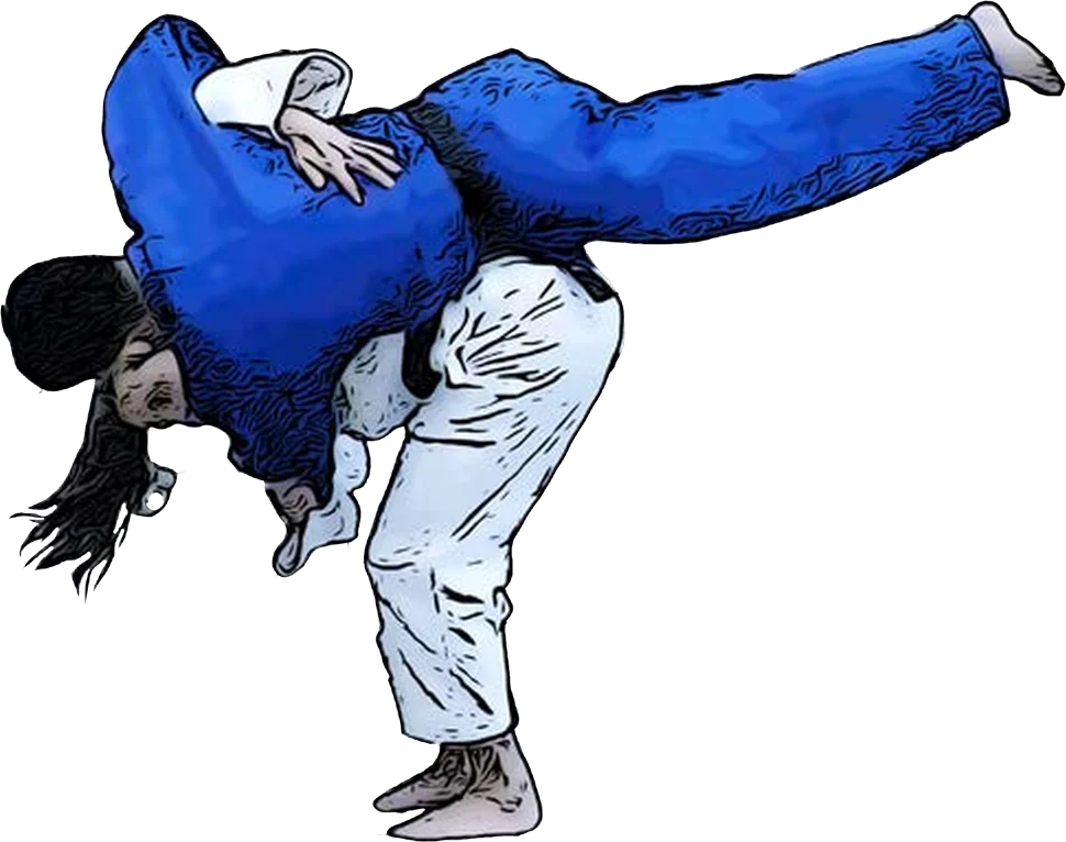 Illustration der Judo-Technik O-goshi (Großer Hüftwurf)