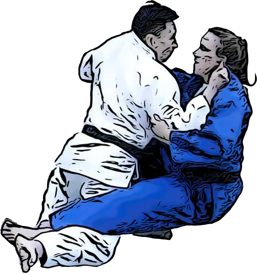 Illustration der Judo-Technik O-uchi-gari (Große Innensichel)