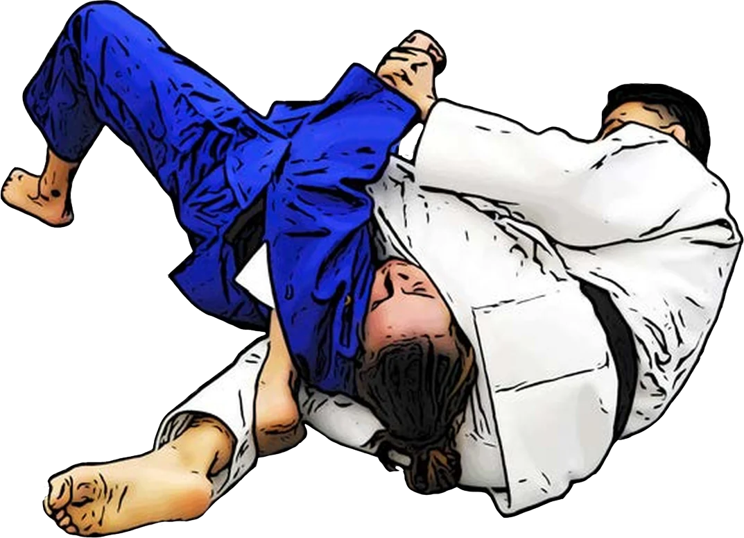 Illustration der Judo-Technik Sankaku-gatame (Dreieck-Armstreckhebel)
