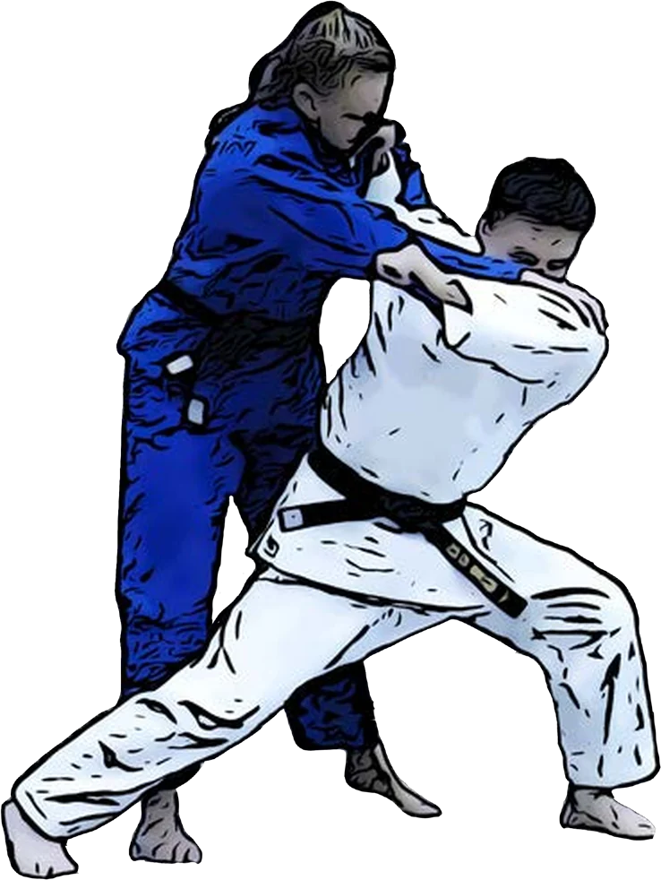 Illustration der Judo-Technik Tai-otoshi (Körpersturz)