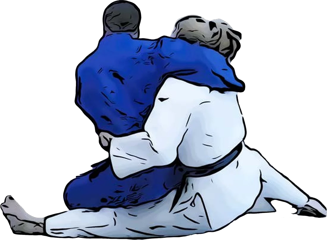 Illustration der Judo-Technik Tani-otoshi (Talfallzug)