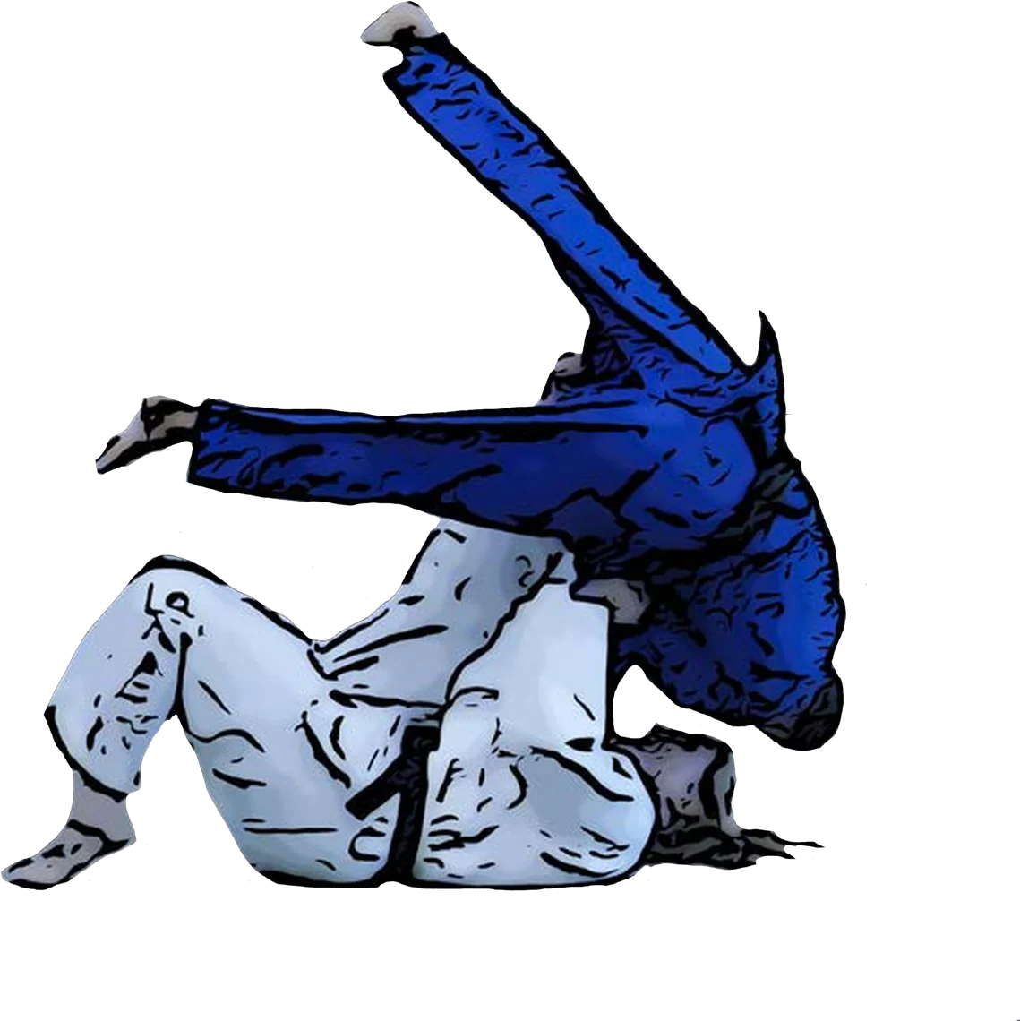 Illustration der Judo-Technik Tomoe-nage (Kreiswurf)