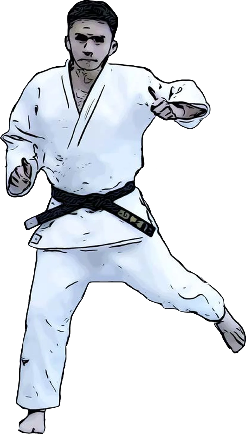 Illustration der Judo-Technik Tsubame-gaeshi (Schwalbenkonter)
