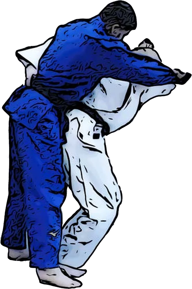 Illustration der Judo-Technik Tsuri-goshi (Hebe-Hüftwurf)