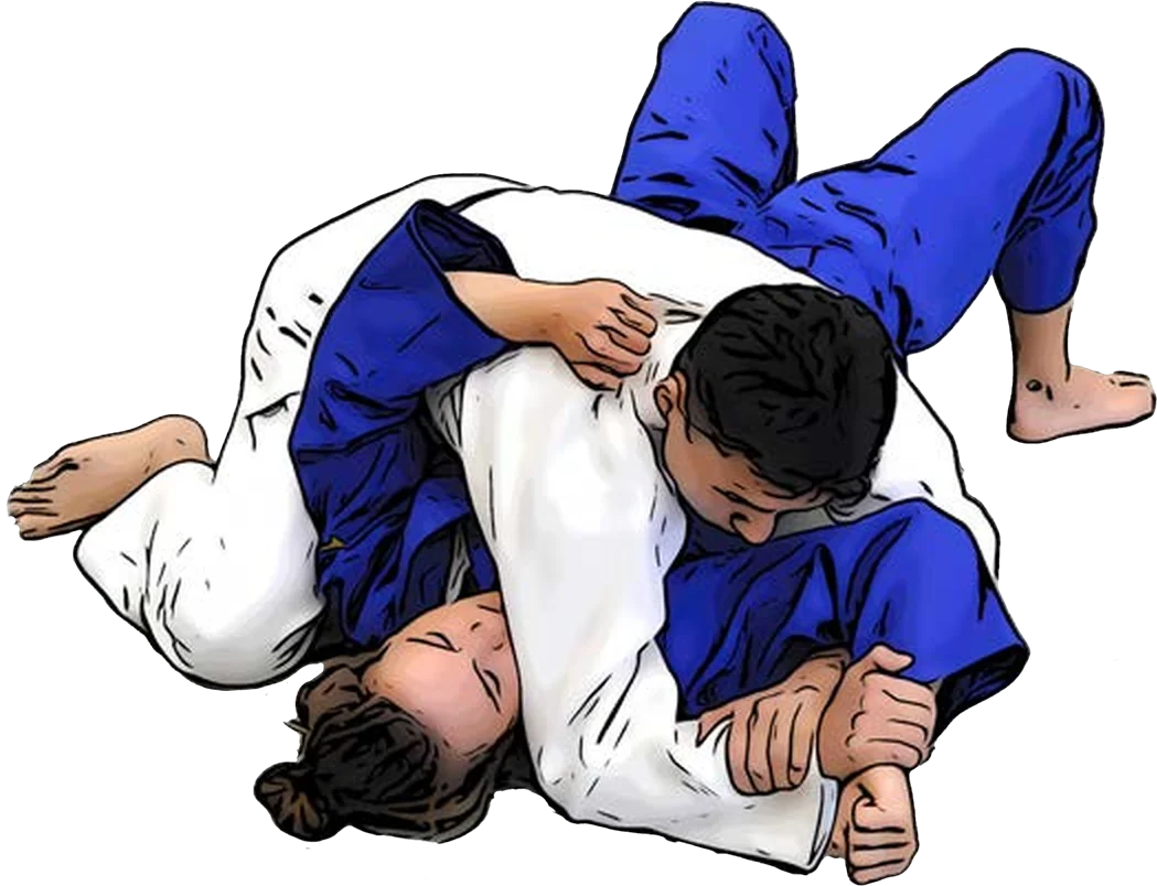 Illustration der Judo-Technik Ude-garami (Armbeugehebel)
