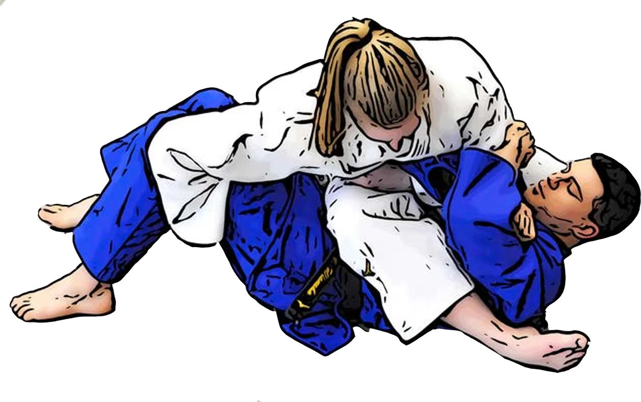 Illustration der Judo-Technik Uki-gatame (Schwebe-Haltegriff)