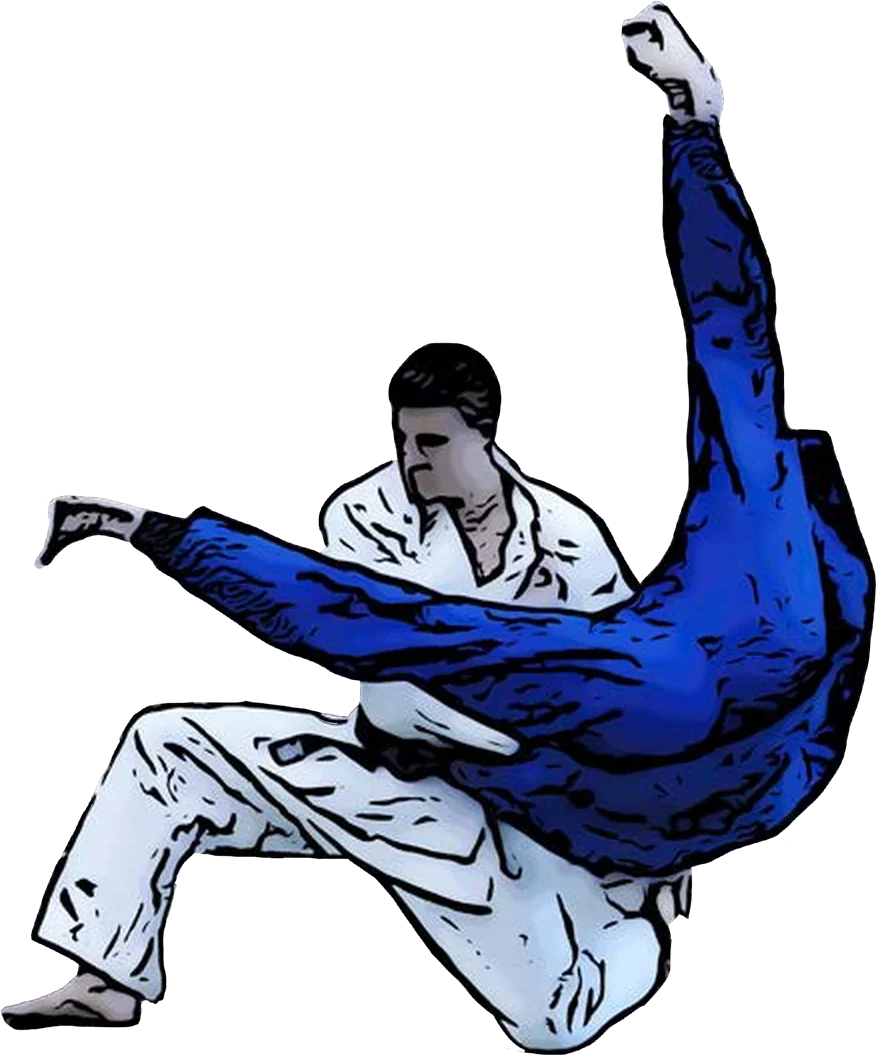Illustration der Judo-Technik Uki-otoshi (Schwebesturz)