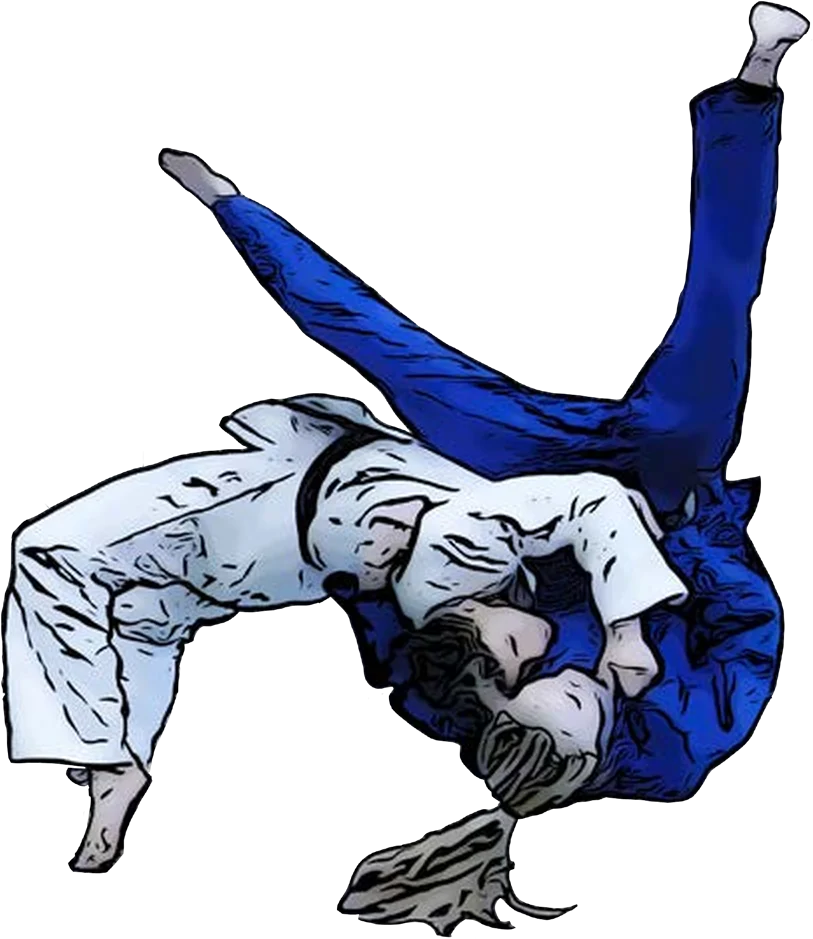 Illustration der Judo-Technik Ura-nage (Rückwurf)
