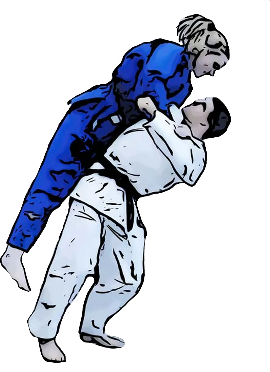 Illustration der Judo-Technik Utsuri-goshi (Wechsel-Hüftwurf)